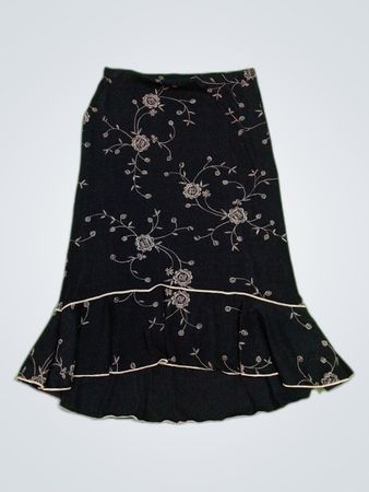 Black Embroidered Mini Skirt