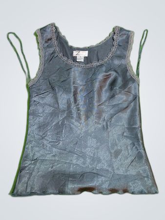 Gray Lace Trim Tank Top