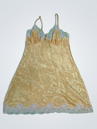 Gilligan Gold Satin Lace-Trim Slip Dress