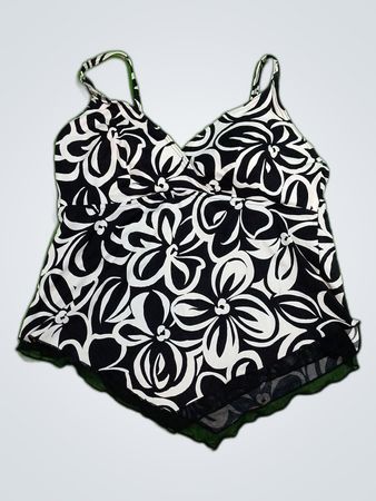 Unbranded Black and White Floral Print Camisole Top