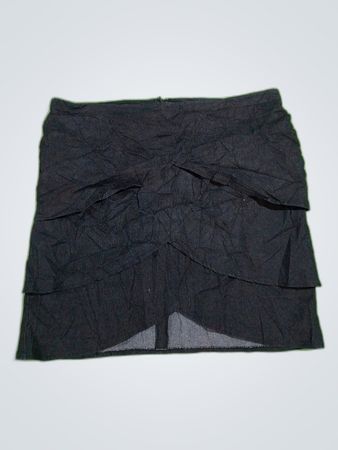 Larry Levine Black Denim Tiered Mini Skirt