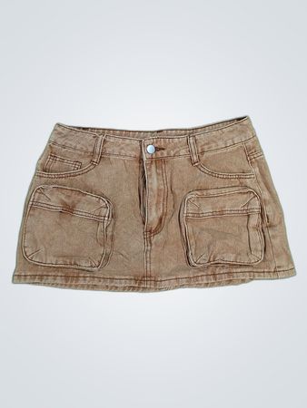 Unbranded Khaki Denim Cargo Mini Skirt