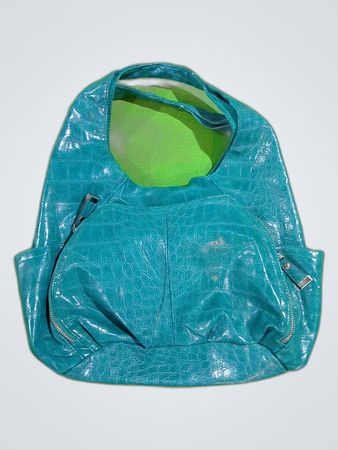 Teal Croco-Effect Tote Bag