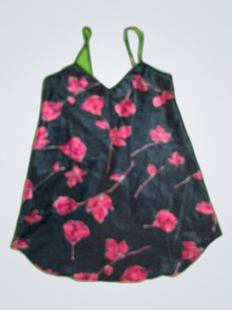Black Floral Satin Slip Dress