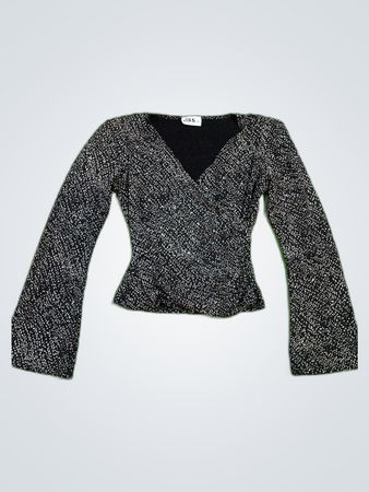 J.B.S. Black Sequin Wrap Blouse