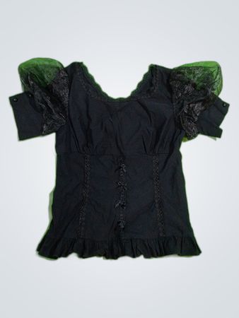 Black Lace Trim Blouse
