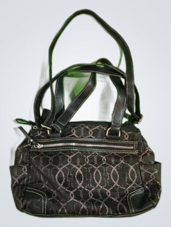 Black Geometric Patterned Tote Handbag