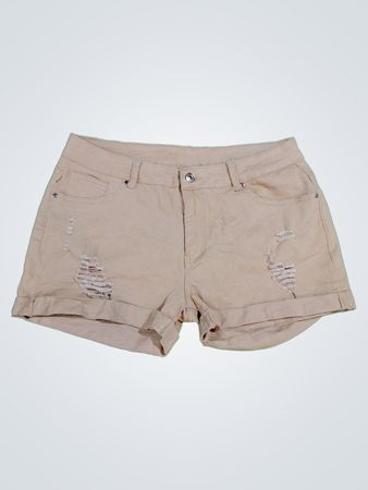 Tan Shorts with Ripped Knees