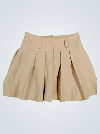 Beige Pleated Mini Skirt
