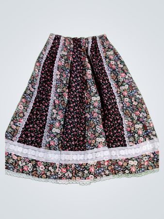 Floral Skirt with White Lace Trim