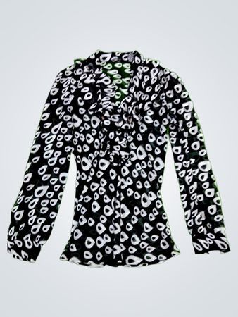 Blouse with Black and White Pattern