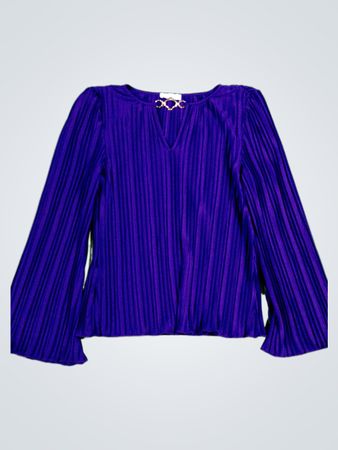 Purple Pleated Long-Sleeve Top
