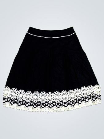 Black Lace Trim Pleated Mini Skirt