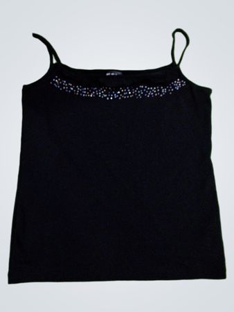 Off Set On Black Rhinestone Cami Top