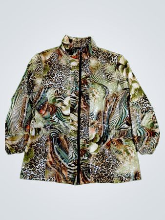Toni Morgani Leopard Print Zip-Up Jacket