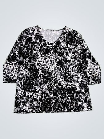 Black and White Floral Blouse