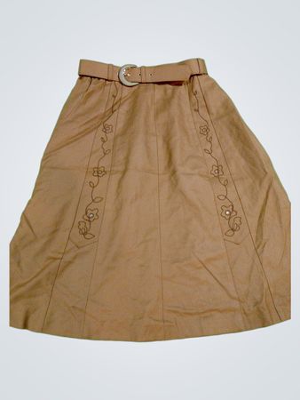 Tan skirt with floral embroidery