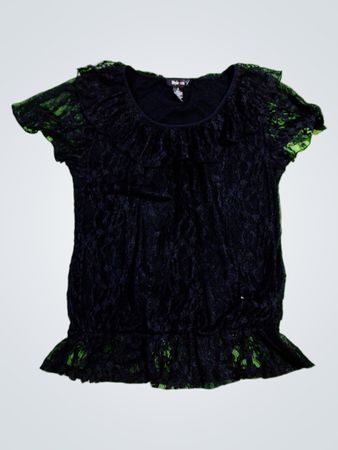 Style & Co. Black Lace Ruffle Top