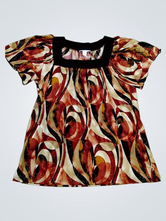 Dressbarn Multicolor Abstract Print Square Neck Blouse