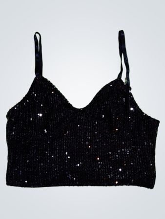 Sequined Black Crop Top