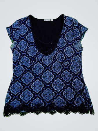 apt.9 Women's Blue Patterned Top
