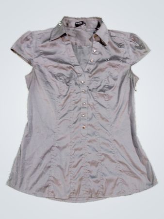 Gray Women's Short Sleeve Button Down Shirt