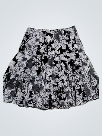 Women's Black and White Floral Skirt