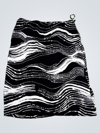 Talbots Black and White Wavy Print Skirt