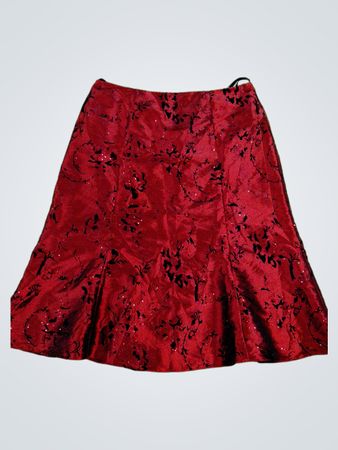 La Nuit Red Floral Skirt