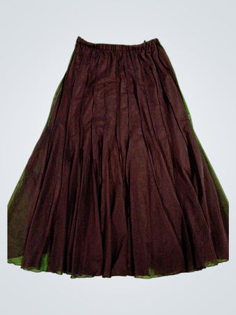 Brown Pleated Tulle Skirt