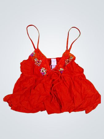 Savage Fenty Red Lace Top
