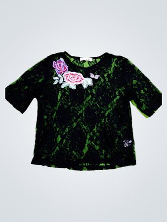 Love More Black Lace Embroidered Blouse