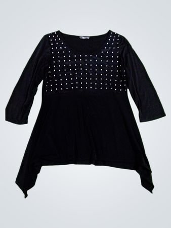 Fleurette Black Blouse with White Dots