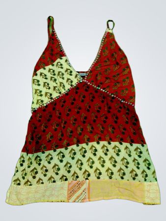 Red and White Patchwork Top