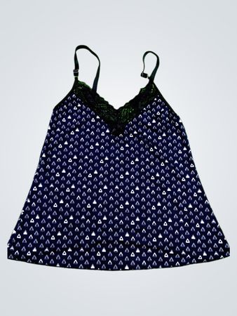 Unbranded Black Lace Trim Cami Top with Triangle Print