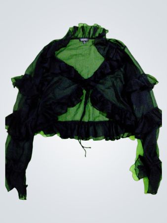 Wildfox Black Ruffled Chiffon Cardigan
