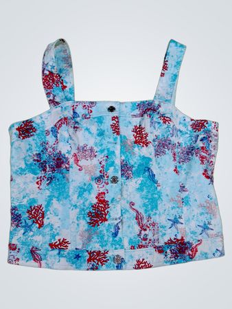 White House Black Market Coral Print Top