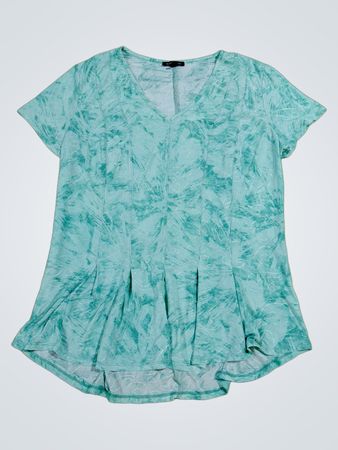 Sami & Jo Women's Large Teal Tie-Dye Short Sleeve Top