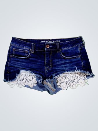American Eagle Denim Shorts with Lace Trim