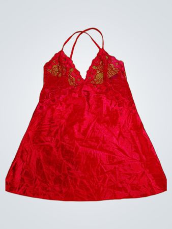Avril Red Lace Trim Slip Dress