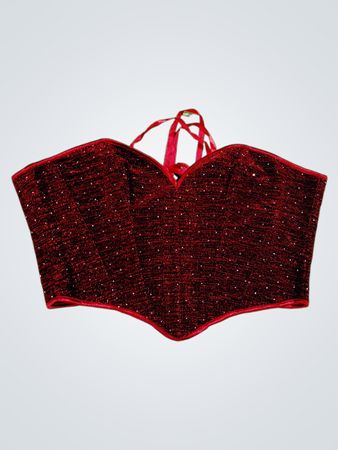 Unbranded Red Glitter Corset Top XL
