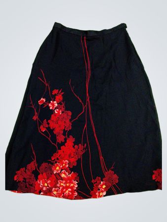 Napa Studio Black Floral Midi Skirt