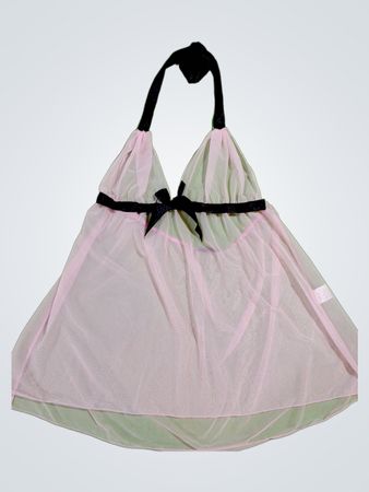Unbranded Pink Sheer Halter Babydoll Top XXL
