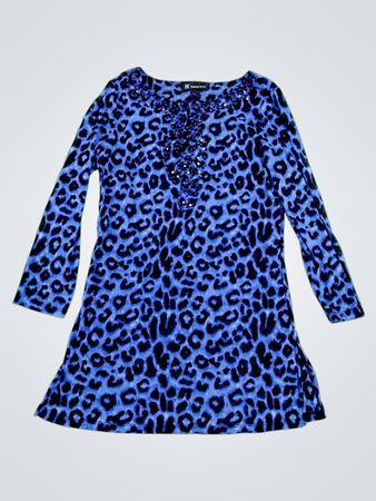 Blue Leopard Print Dress