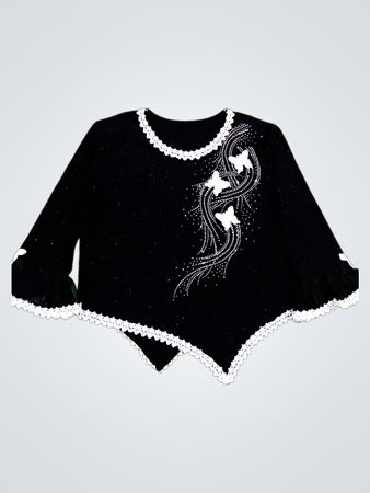 Black Leotard with White Trim and Butterfly Design