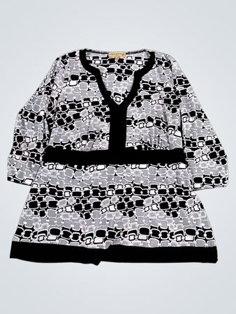 notations Woman Black and White Patterned Top