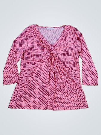 Liz Claiborne Pink Geometric Twist Top