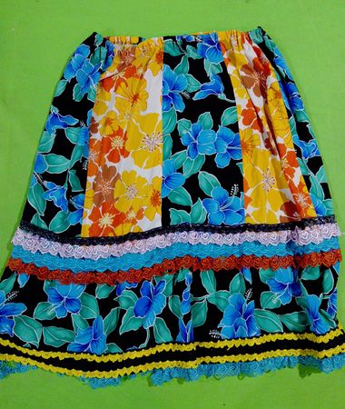 Floral Skirt with Lace Trim