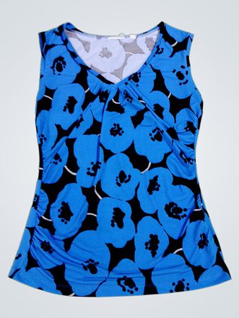 Blue Floral Sleeveless Top