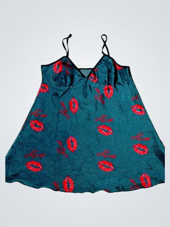 Blue Camisole with Red Lips and Text